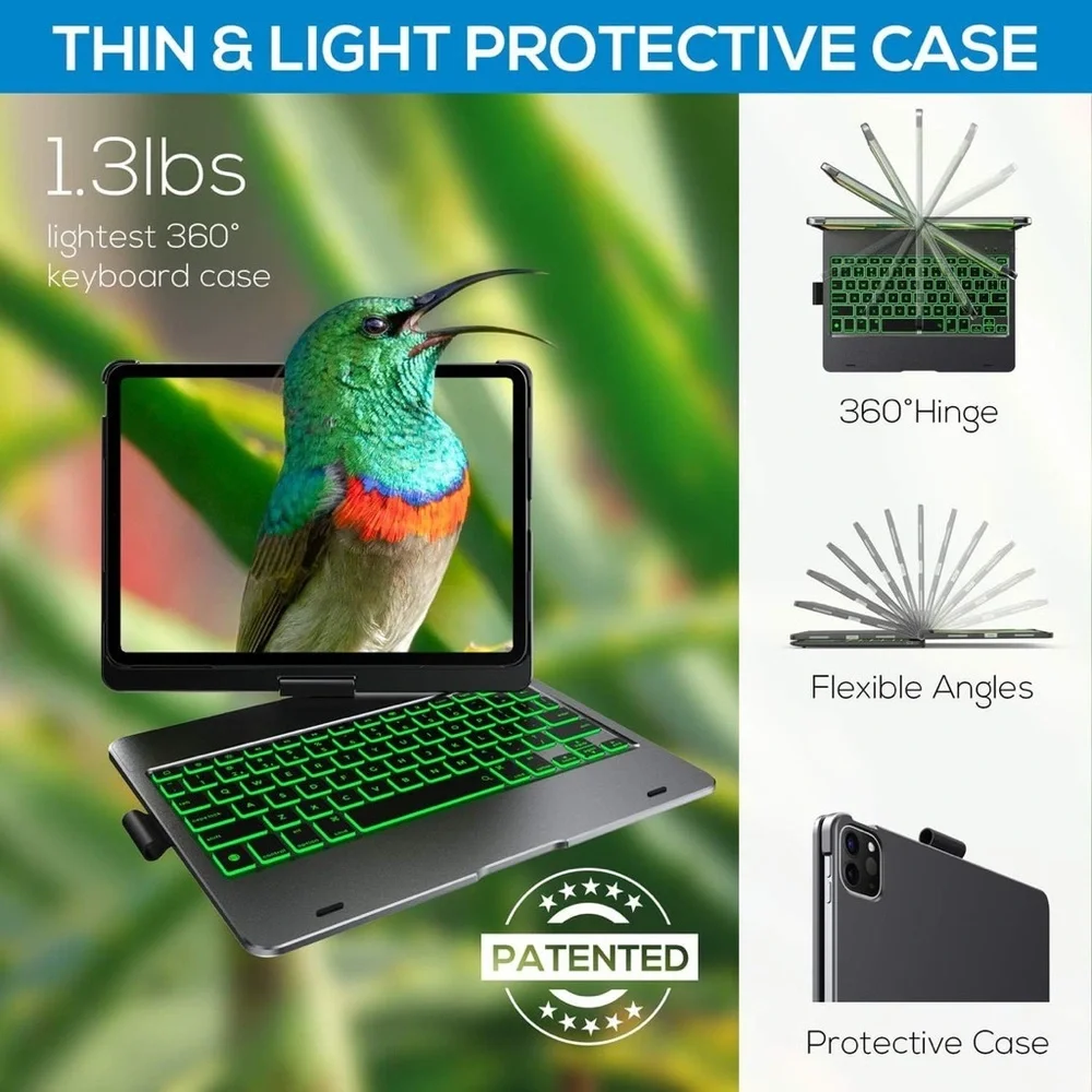Typecase Flexbook Touch iPad Pro 11 Case w/ Keyboard, 360 Rotable Wireless | NEW